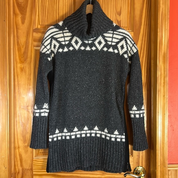 Banana Republic Sweater Women Med. Wool Blend Long Turtleneck Side Zip Pullover - Picture 1 of 8